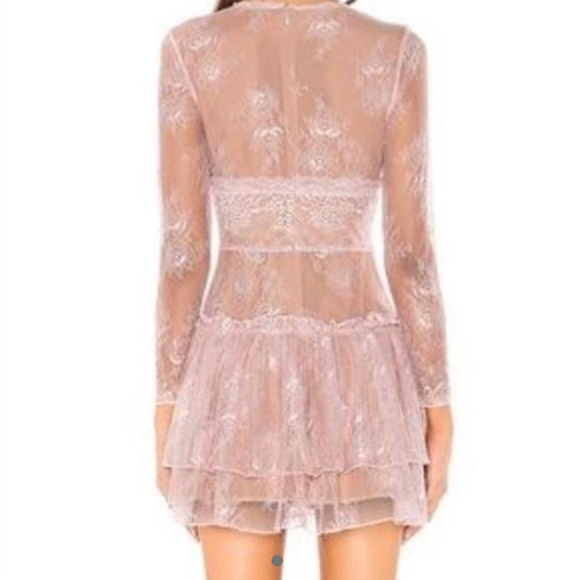 Revolve Majorelle Pink Lace Long Sleeve Mini Dress - Picture 3 of 3
